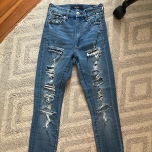aeropostale super high rise ripped jeans